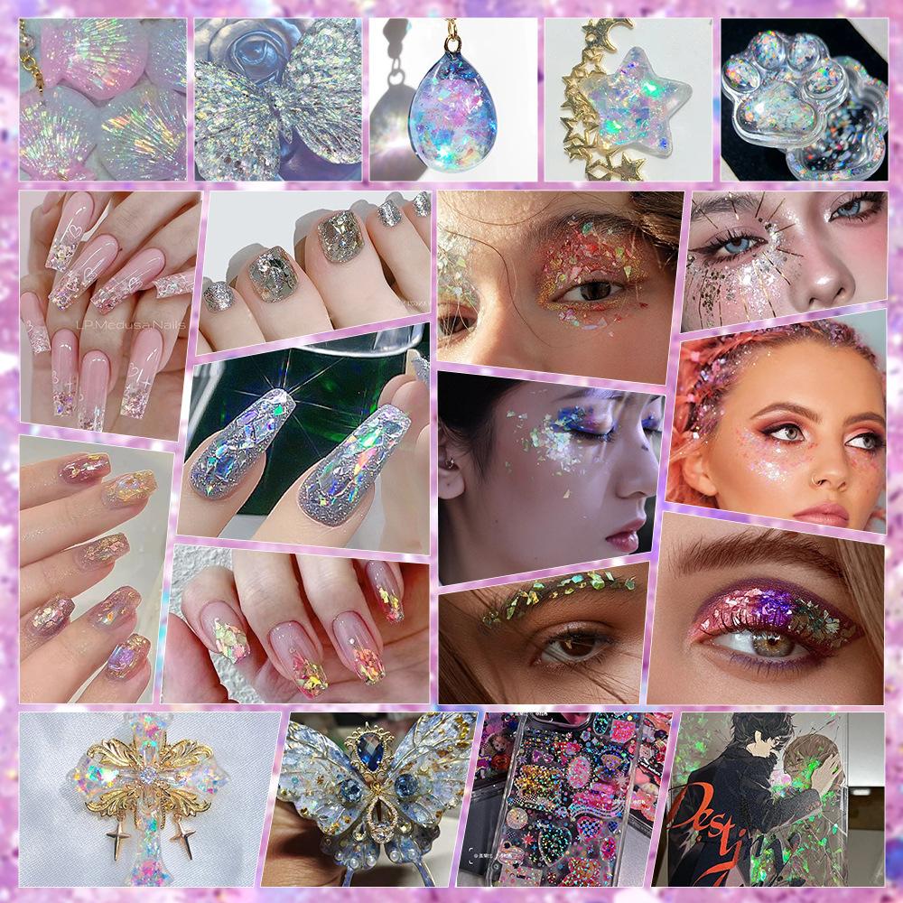 Nail Art Sequins Nail Patches Irregular Laser Sequins Aurora Cellophane Nail Art Trinkets Box