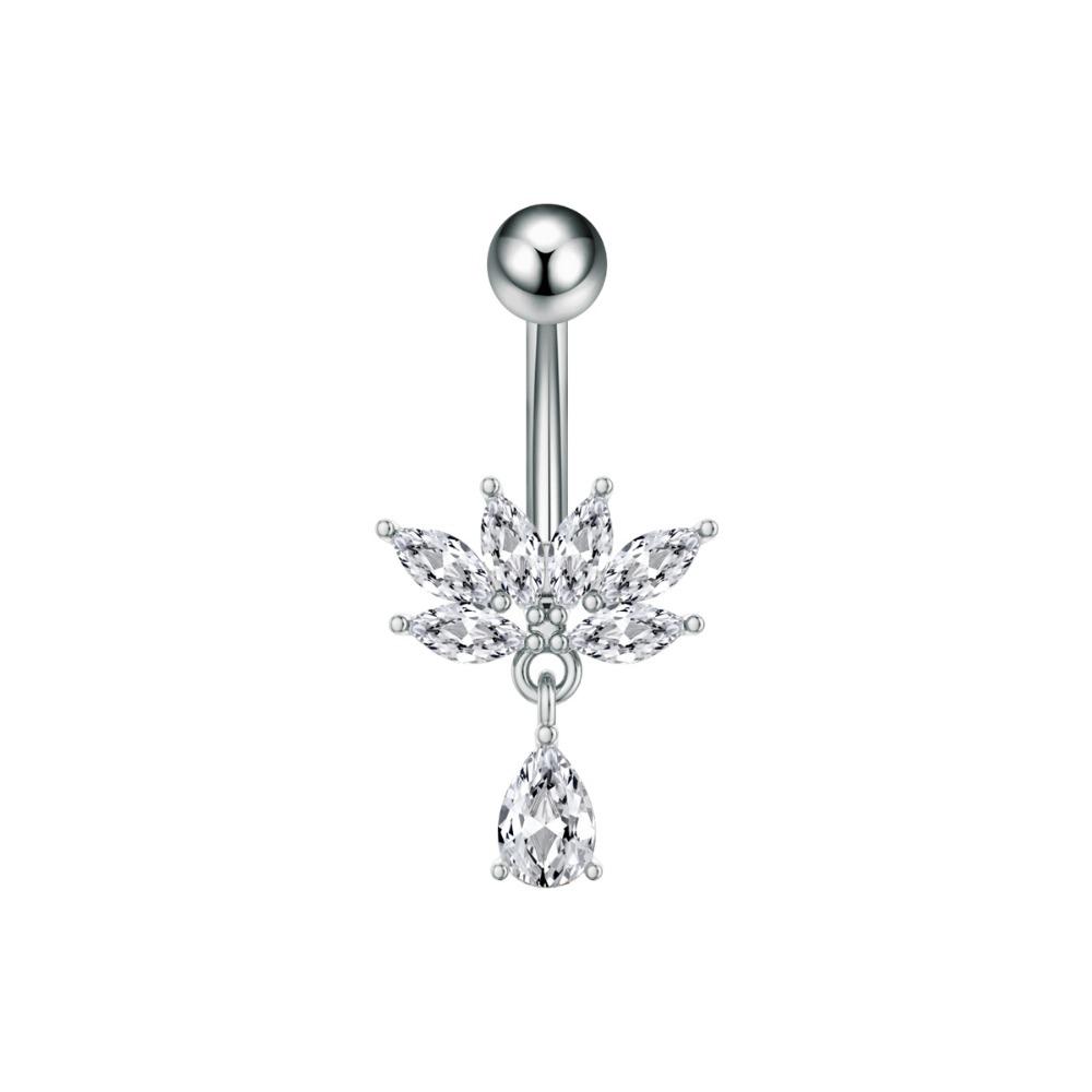 Elegant Gem Navel Piercing Copper Shiny Body Jewelry Crystal Ball Belly Button Rings  Accessories