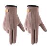1 Pair Women Winter Warm Gloves, Solid Color, Wear Resistant, Windproof, Thickened, Fleece Lined, Touchscreen Gloves