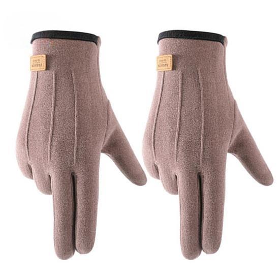 1 Pair Women Winter Warm Gloves, Solid Color, Wear Resistant, Windproof, Thickened, Fleece Lined, Touchscreen Gloves