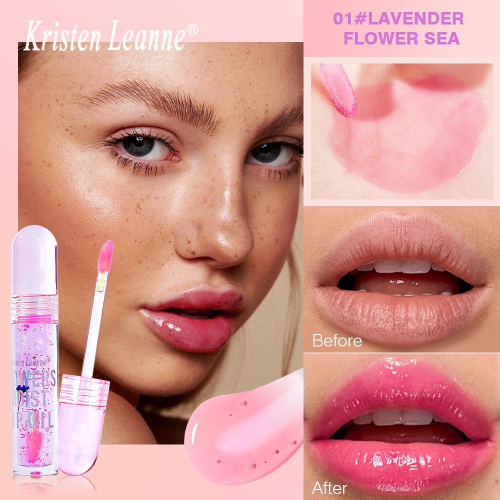 KRISTEN LEANNE Warm water light lip glaze Petal moisturizing and moisturizing lip gloss Dudu color changing lip glaze 4.4ML