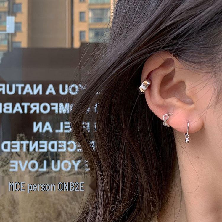 Vintage Hong Kong 925 Silver Needle Earrings: Women's Simple, Trendy, Unique Design Dangle Ear Cuffs