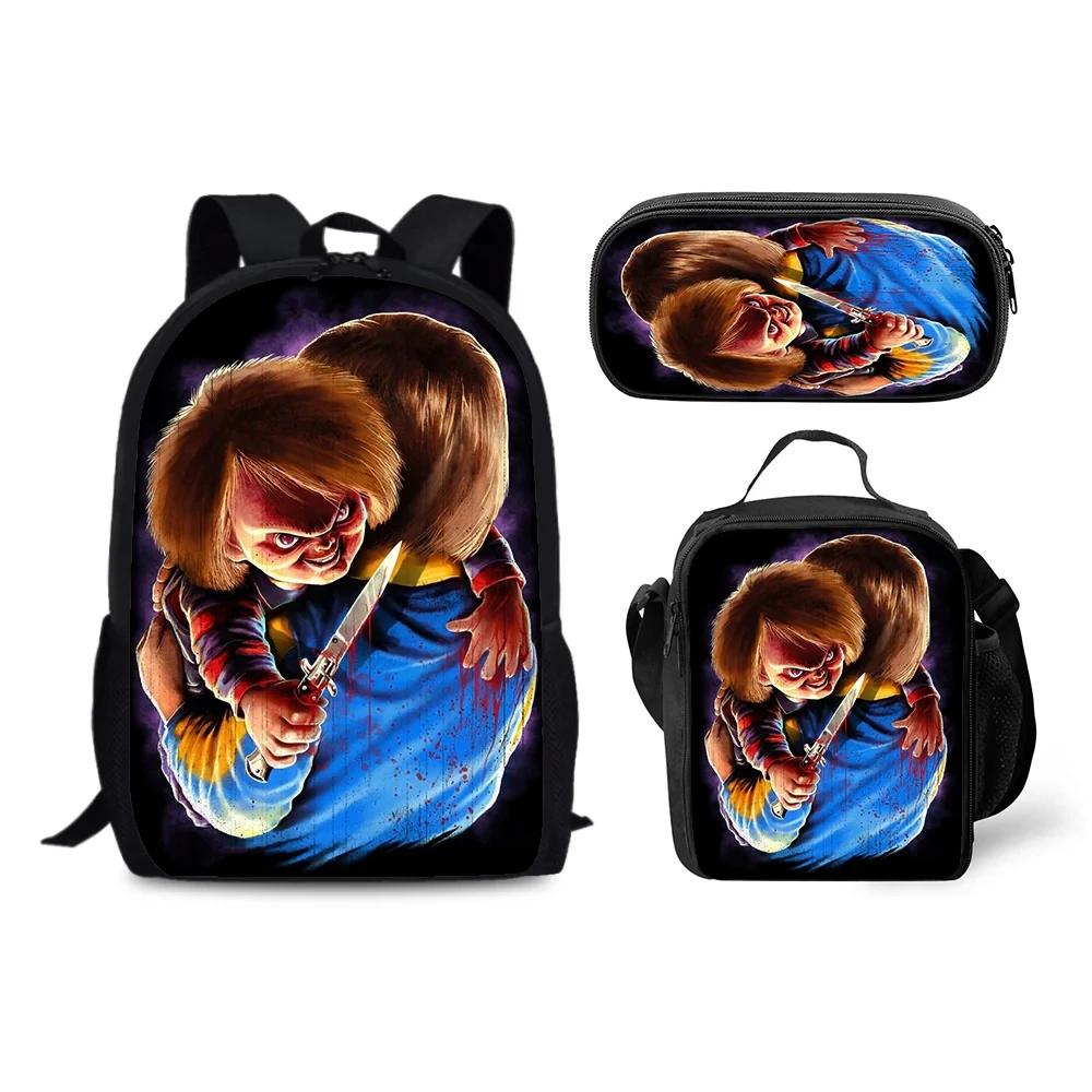 Horror Chucky Schultasche Rucksack Brottasche Federmäppchen Set Geschenk für Kinder Schüler