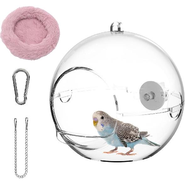 Bird Nest for Cage,Parakeet Nest,Small Bird House,Transparent Can Be Observed,Bite-Proof Can Be Hung in The Bird Cage with Cotton Pads Suitable for