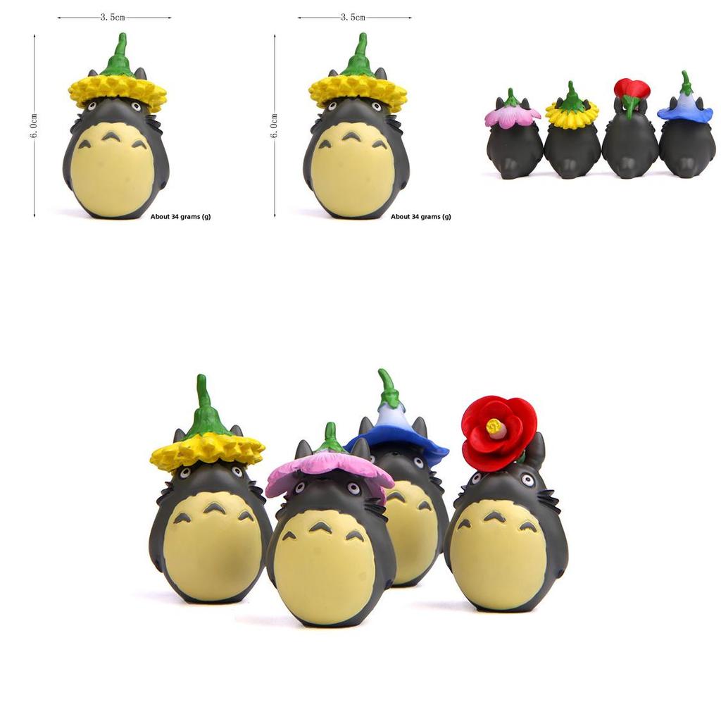My Neighbor Totoro Cartoon Resin Art Piece With Flower Design For Celebration And Collectors Display