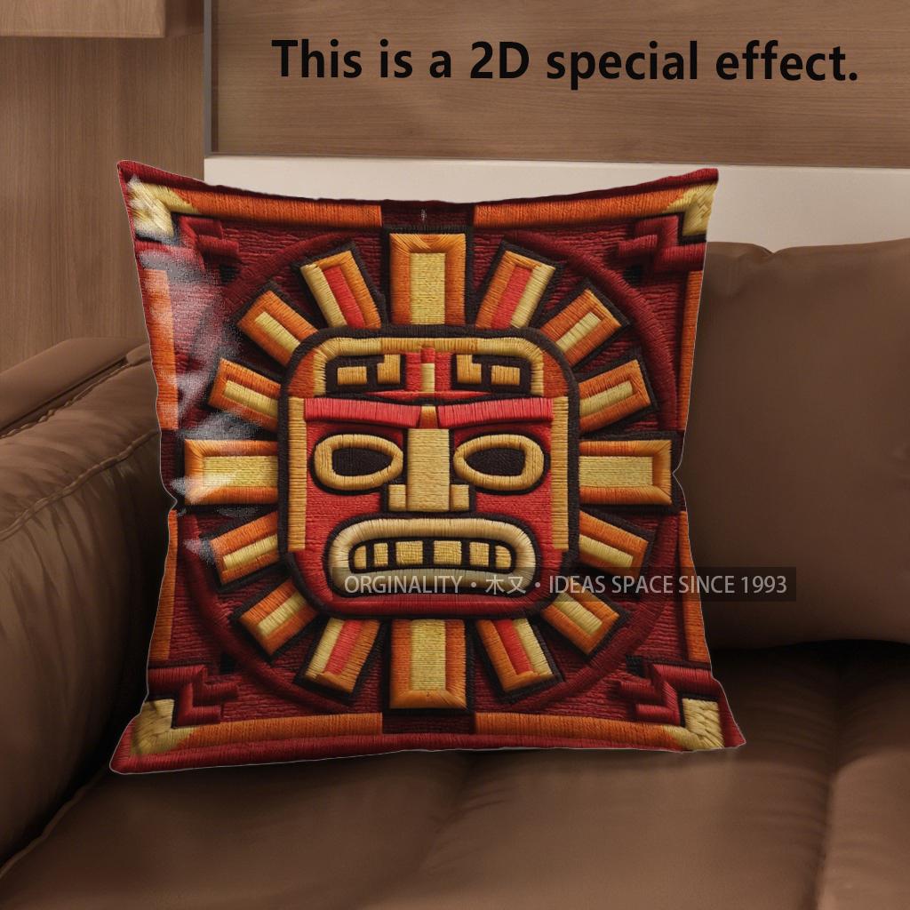 

2D Aztec Sun God Print Throw Pillow Coverspattern Cushion Cover Suitable For Sofa Bedroom Car Pillow Cover 40x40cm