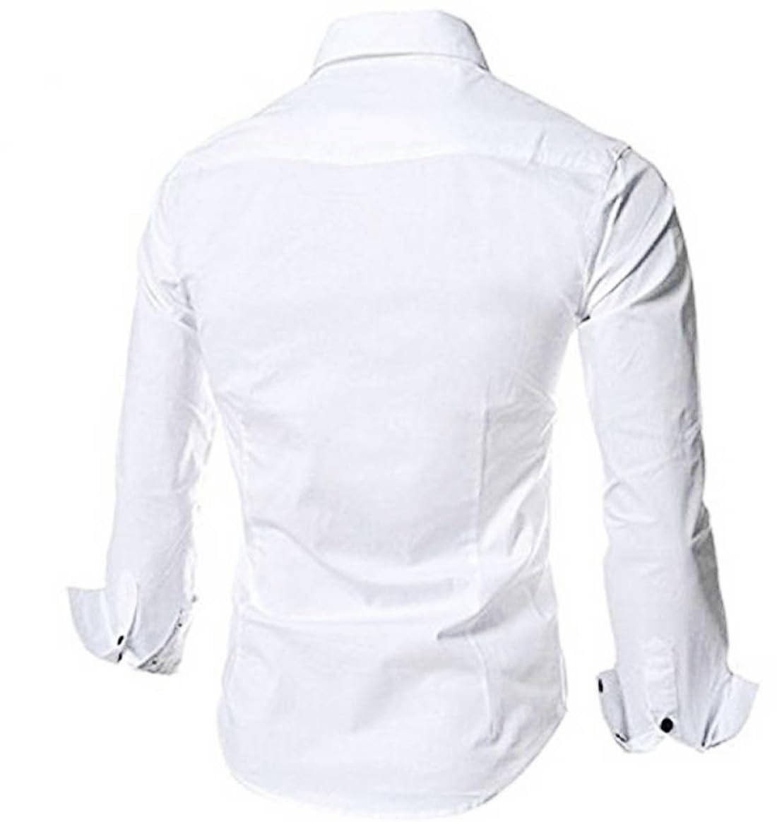 DEELMO Men s Cotton Blend Mandarin Collar Regular Fit Full Sleeve Casual Short Kurta, White, L XL