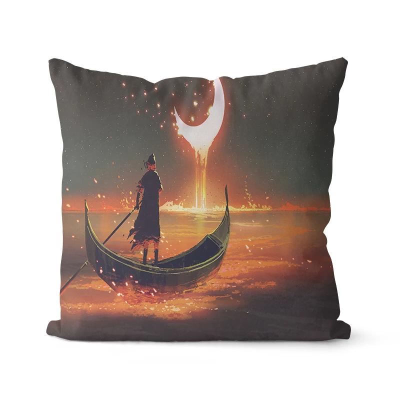 Color Intrigue Dragon Boat Balloon Printed Soft Square Pillowslip Polyester Cushion Cover Pillowcase Living Room Home Decor