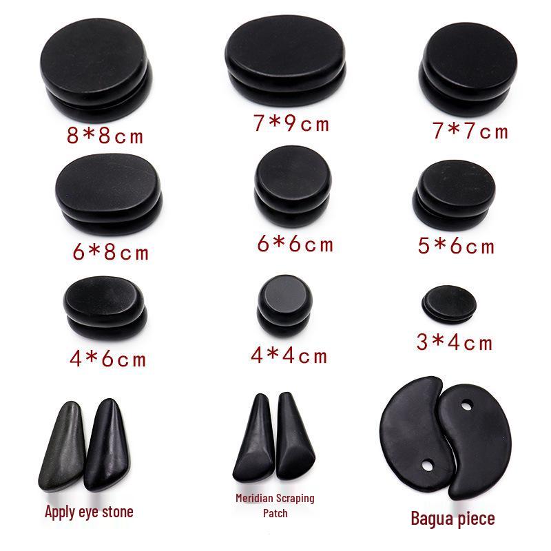 Volcanic Hot Stone Massage Set: 16-Piece Aluminum Energy Stones with Essential Oils.