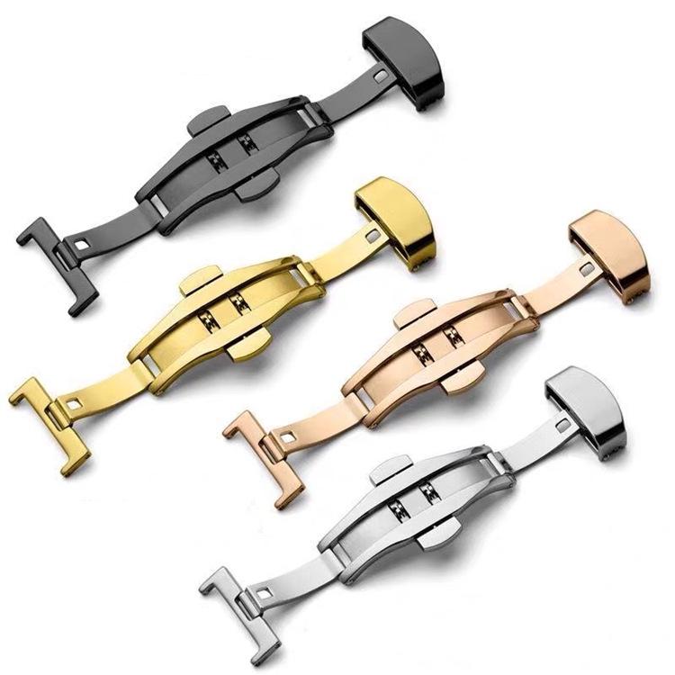 

Stainless Steel Double Push Butterfly Watch Clasp with Vacuum Plated Finish. Silver 20mm