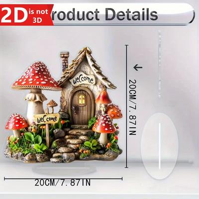 2D Bohemian Mushroom House Decor for Home and Garden. A Dreamy Fairy Tale Gift for Nature Lovers.