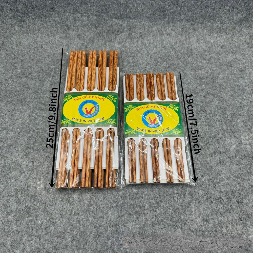 10 Pairs of Coconut Wood Home Chopsticks Natural Pattern Chopsticks  Dinner Parties Daily Family Use Chopsticks Feel Comfortable 19/25cm Length