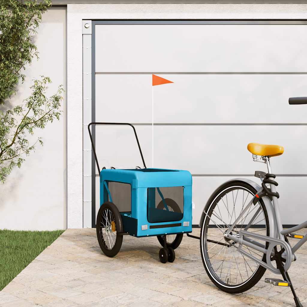 Bicycle Trailer for Dogs Blue and Black Oxford Fabric & Iron