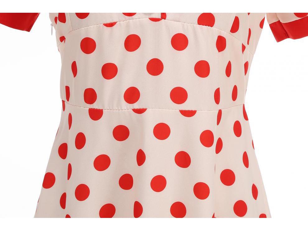 Polka Dot French Retro Hepburn Dress with Shirt Collar
