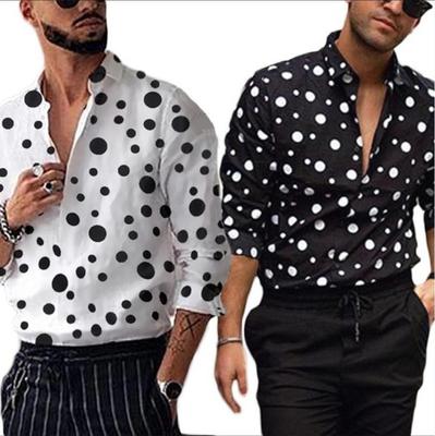 Cămăși pentru Bărbați Primăvară și Toamnă Modă Imprimeu cu Buline Cămăși cu Mânecă Lungă Casual Cămăși cu Mânecă Lungă Versatile pentru Bărbați