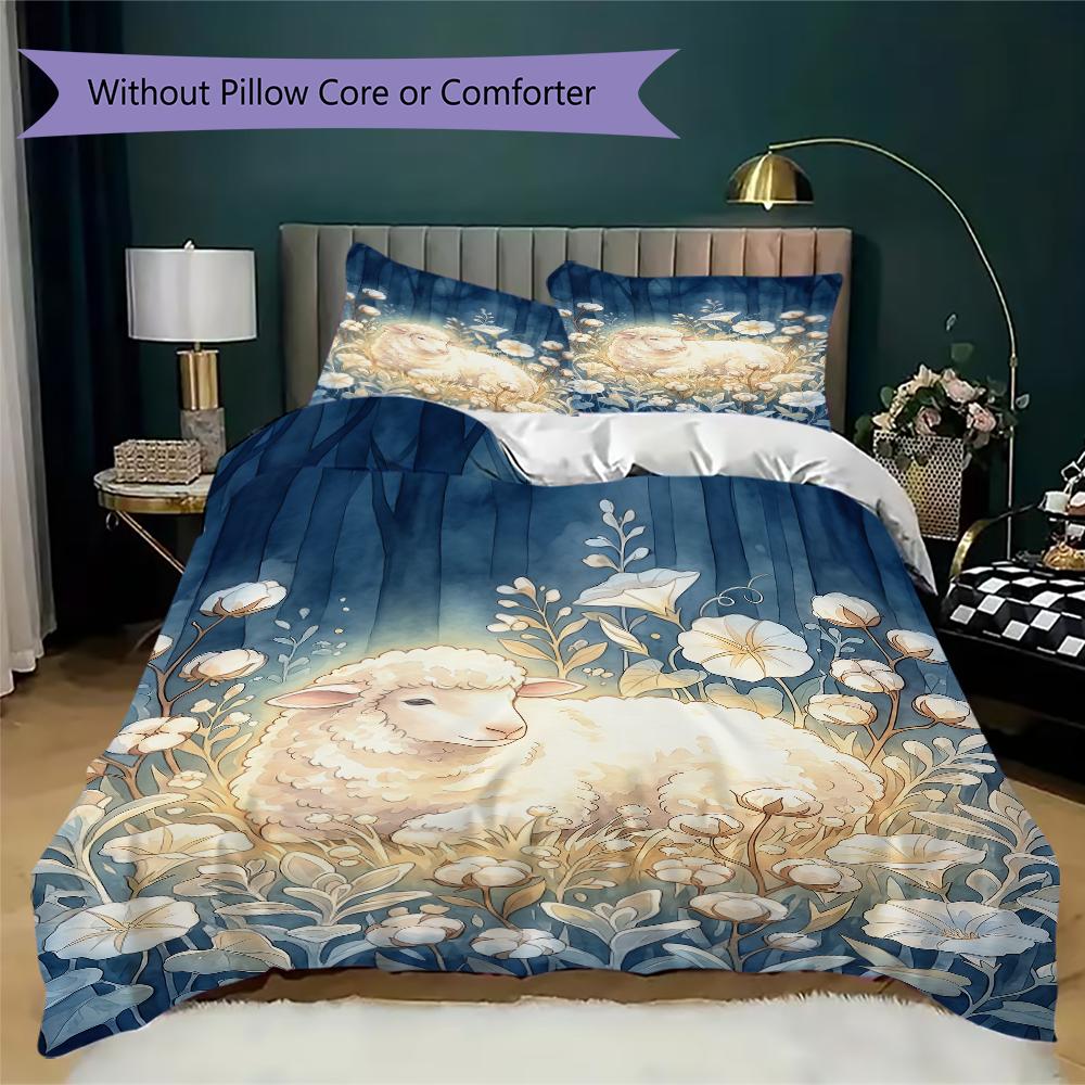 Healing animals Pattern Bedding uilt Set uilt Cover Pillowcase Home Decoration Birthday Gift (1 * duvet cover + 2 * pillowcase without core)