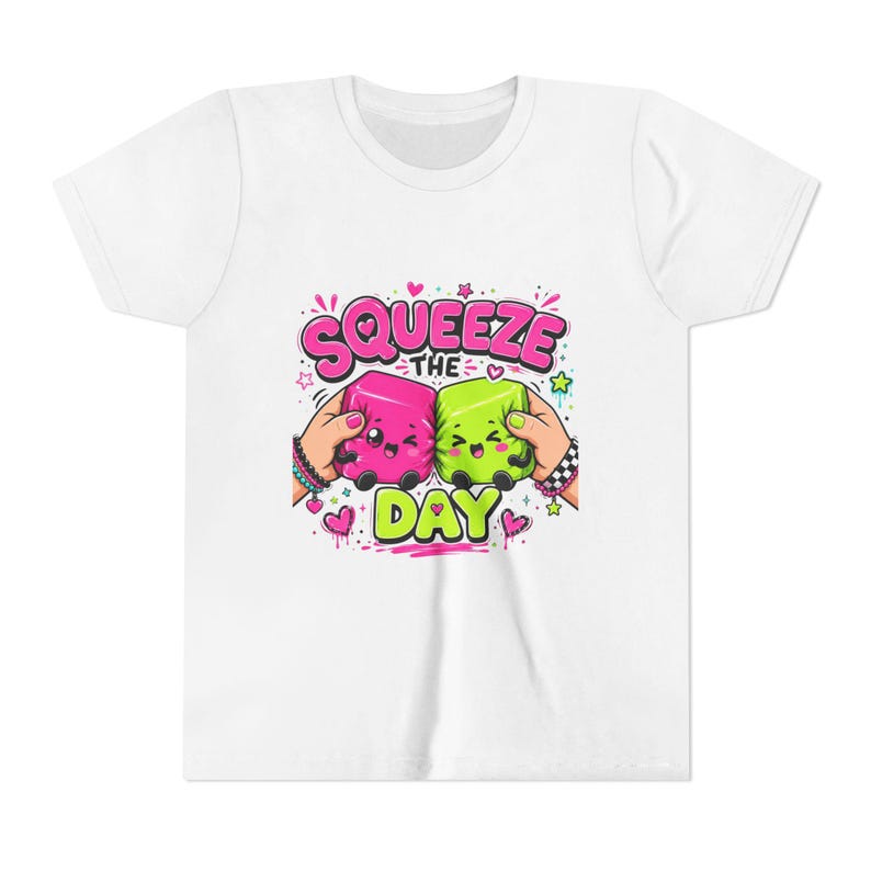 Toddler Tee | Squeeze the Day Squishy Characters, Pink Green Cartoon Print 100