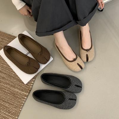 2025 Autumn New Woolen Soft Sole Cover Foot Cover Foot Versatile Soft Sole Pig's Trotters Toe Women's Single Shoes