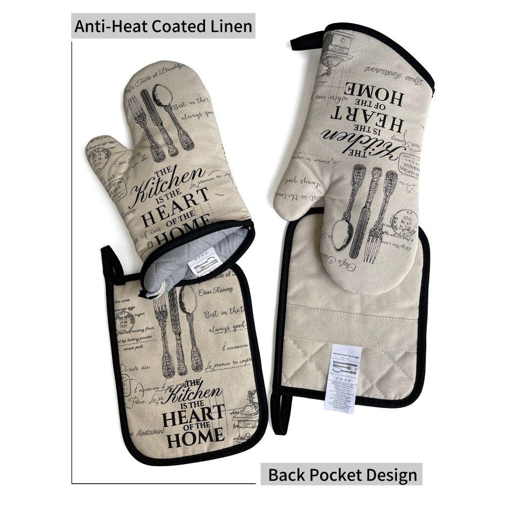 Cotton Oven Gloves Thickened Insulation Pads Kitchen Baking Accessories Anti Steam Gloves  Clothes