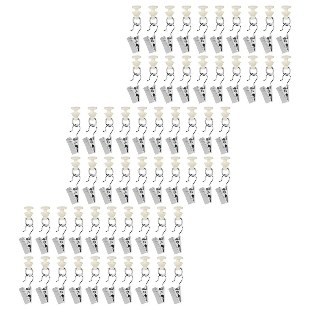 1set Shower Curtain Pulley Clamps 30pcs Iron Hooks+30pcs Gliders Iron Curtain Hooks for Drapery Rails Smooth Gliding