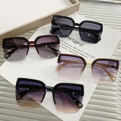 Óculos de Sol Oversized Homem Mulher Moda Sem Aro Quadrado Vintage Óculos de Sol Marca Design Uv400 Lentes Femininas