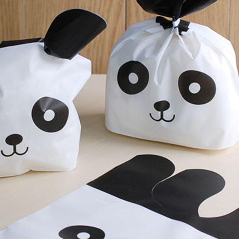 50pcs Cute Panda Cartoon Biscuit Bag Plastic Candy Cookie Food Cake Bags