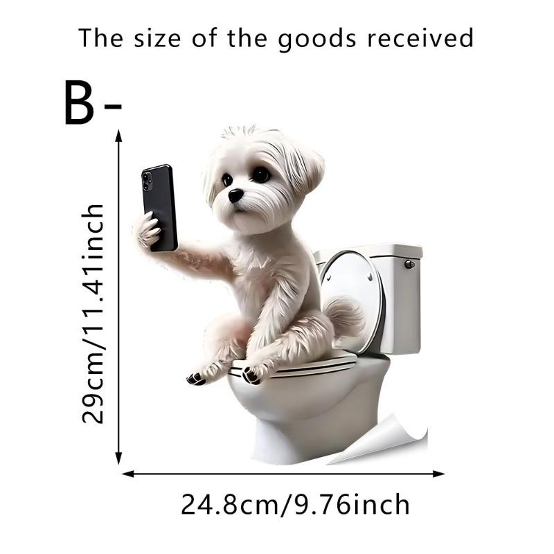 

1PC cute pet accompanying bathroom toilet sticker, lover love rose bathroom bedroom self-adhesive PVC decorative waterproof sticker Toilet stickers