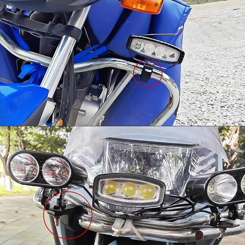 Universal Motorcycle LED Spotlight Mount Bracket - 360° Rotating Aluminum Clamp with Expansion Fixing, Shockproof for Off-Road & Street Use
