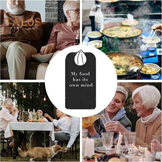 Waterproof Adult Bibs for Men with Crumb Catcher Funny Text Black Washable Lightweight Mealtime Clothing Protector