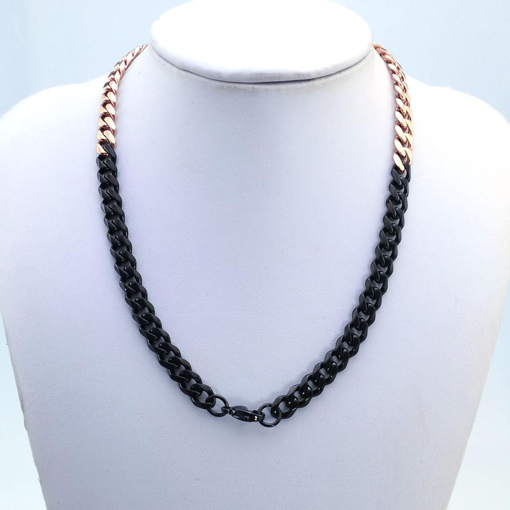 New 316L Stainless Steel Black and Rose Dual Hip Hop Necklace Jewelry