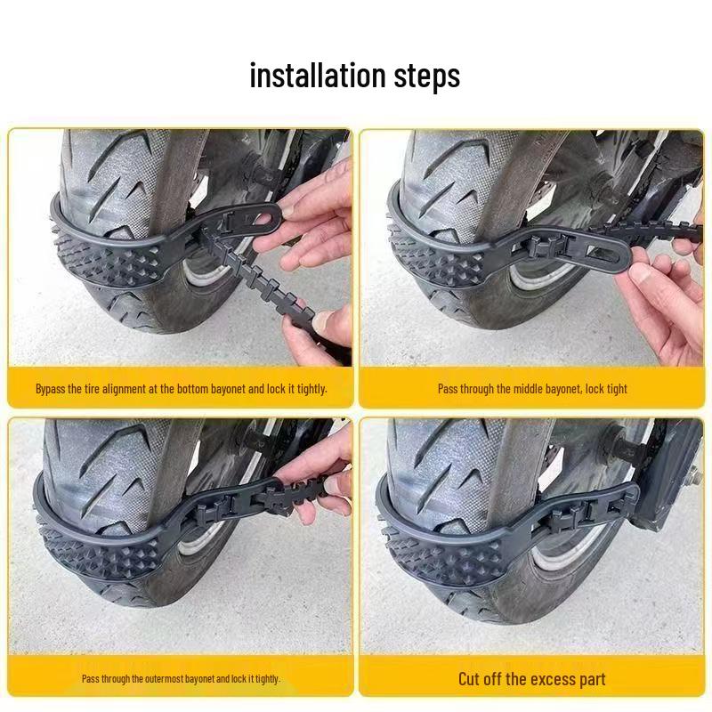 Universal Electric Vehicle Winter Tire Chains for Motorcycles, Bikes, and Three-Wheelers