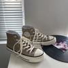 Classic student milk tea color high-top round label canvas shoes 211