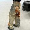 Correct version ac2025 autumn and winter niche design sense bear trompe l'oeil printing loose straight jeans women