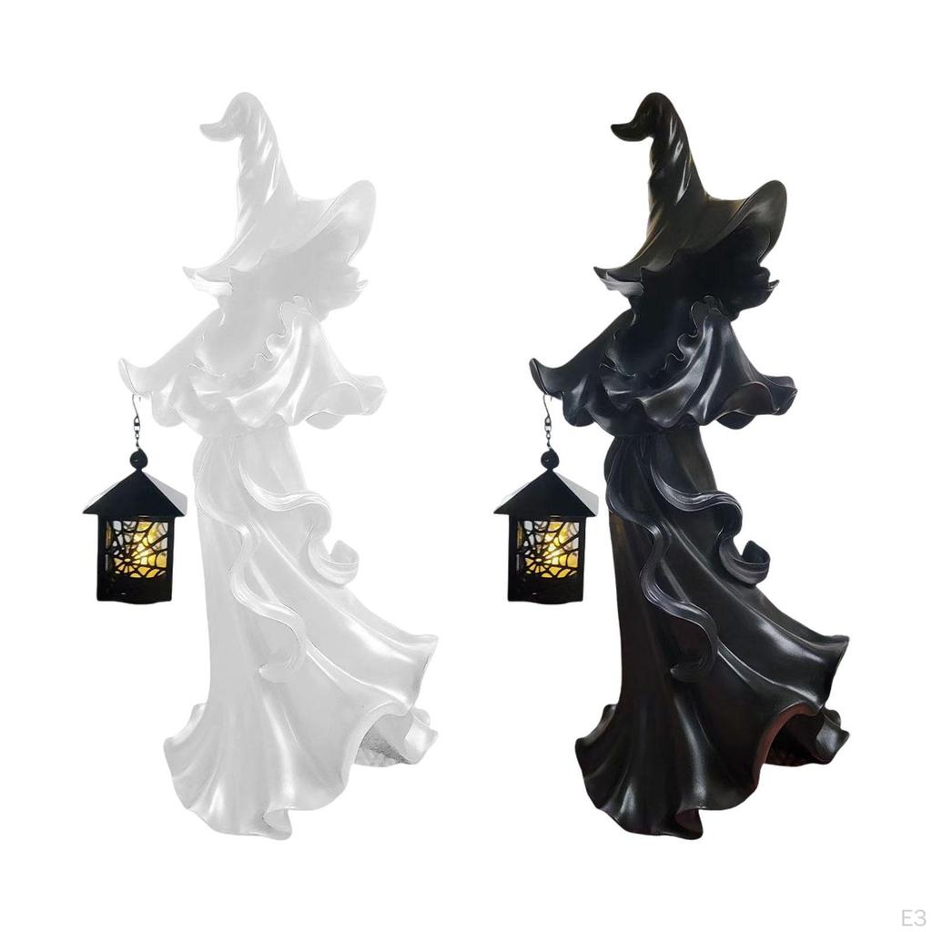 Witch Lantern Ornament Barrel Figurine Resin Statue Faceless Sculpture for Garden Indoor Backyard