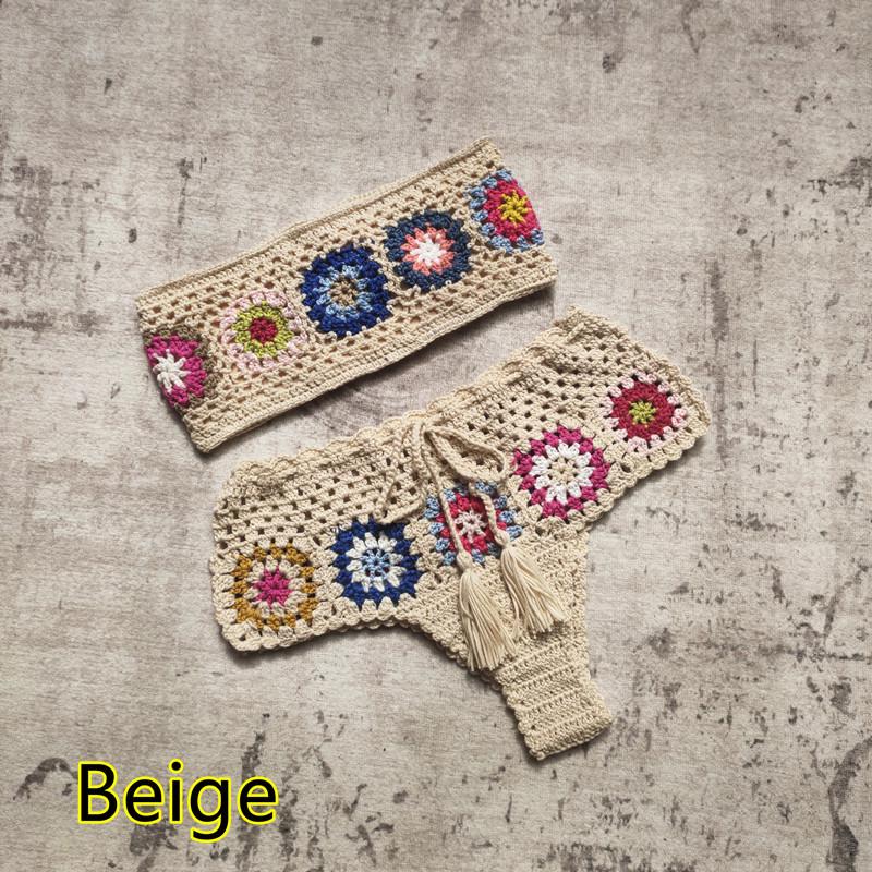 Handmade Crochet Small Square Bikini Set Swimsuit