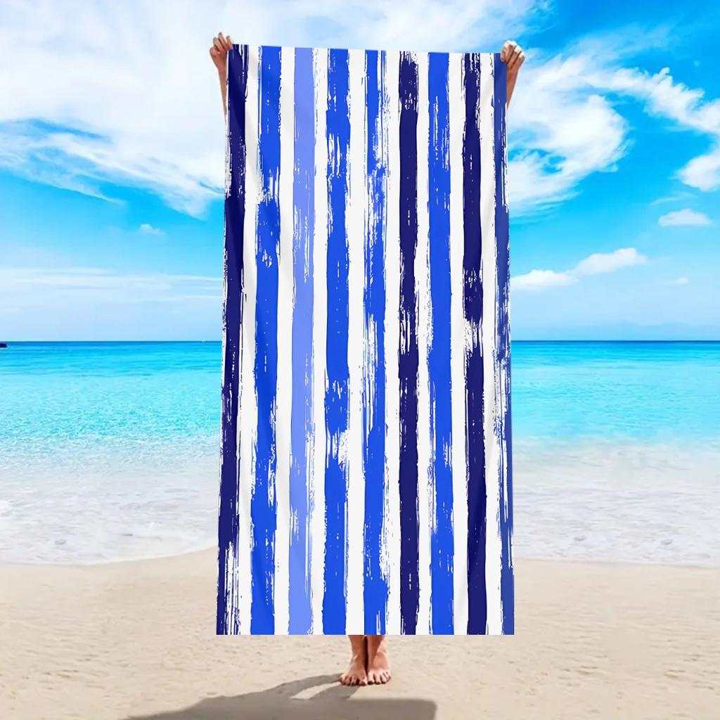 Soft Striped Microfiber Beach Towel Quick Drying Sand Resistant with Watercolor Stripe Design for Yoga Camping Outdoor