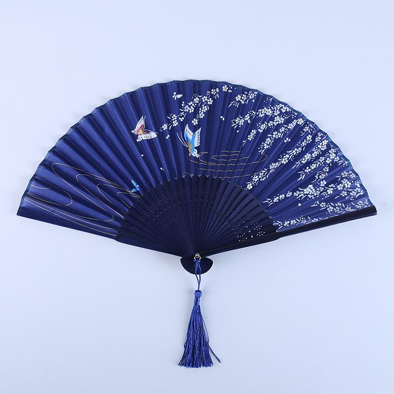 Bambus Faltfächer Seide Chinesischer Stil Fächer Handfächer Antike Kunsthandwerk Japanisch Sommer Weiblich Tanz Heimdekoration Party Ventila