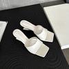Fashion SUOJIALUN 2024 Summer New Brand Women Slipper Fashion High Wedge Heel Ladies Elegant Dress Slides Shoes Square Toe Slip On Sanda