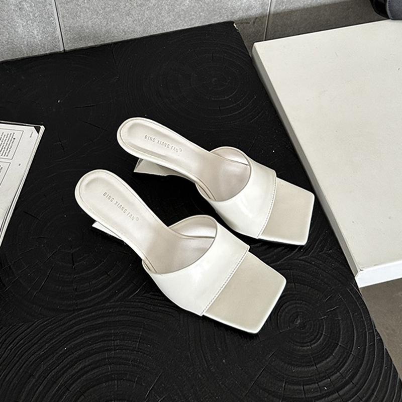 Fashion SUOJIALUN 2024 Summer New Brand Women Slipper Fashion High Wedge Heel Ladies Elegant Dress Slides Shoes Square Toe Slip On Sanda
