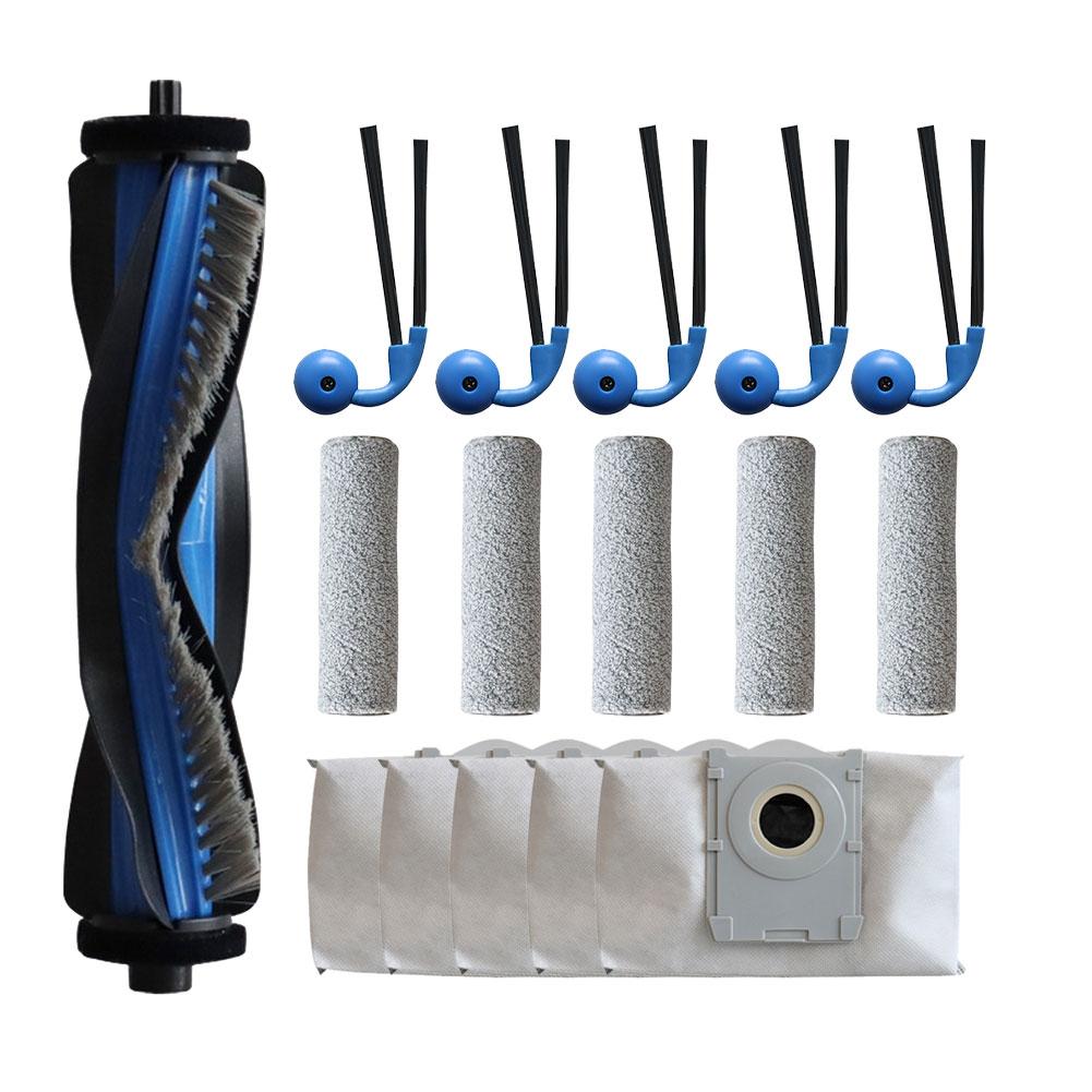 For Ecovacs X9 Pro for For Omni Robot Vacuum Cleaner Accessory Set Main Brush 5 Dust Bags 5 Side Brushes 5 Rollers