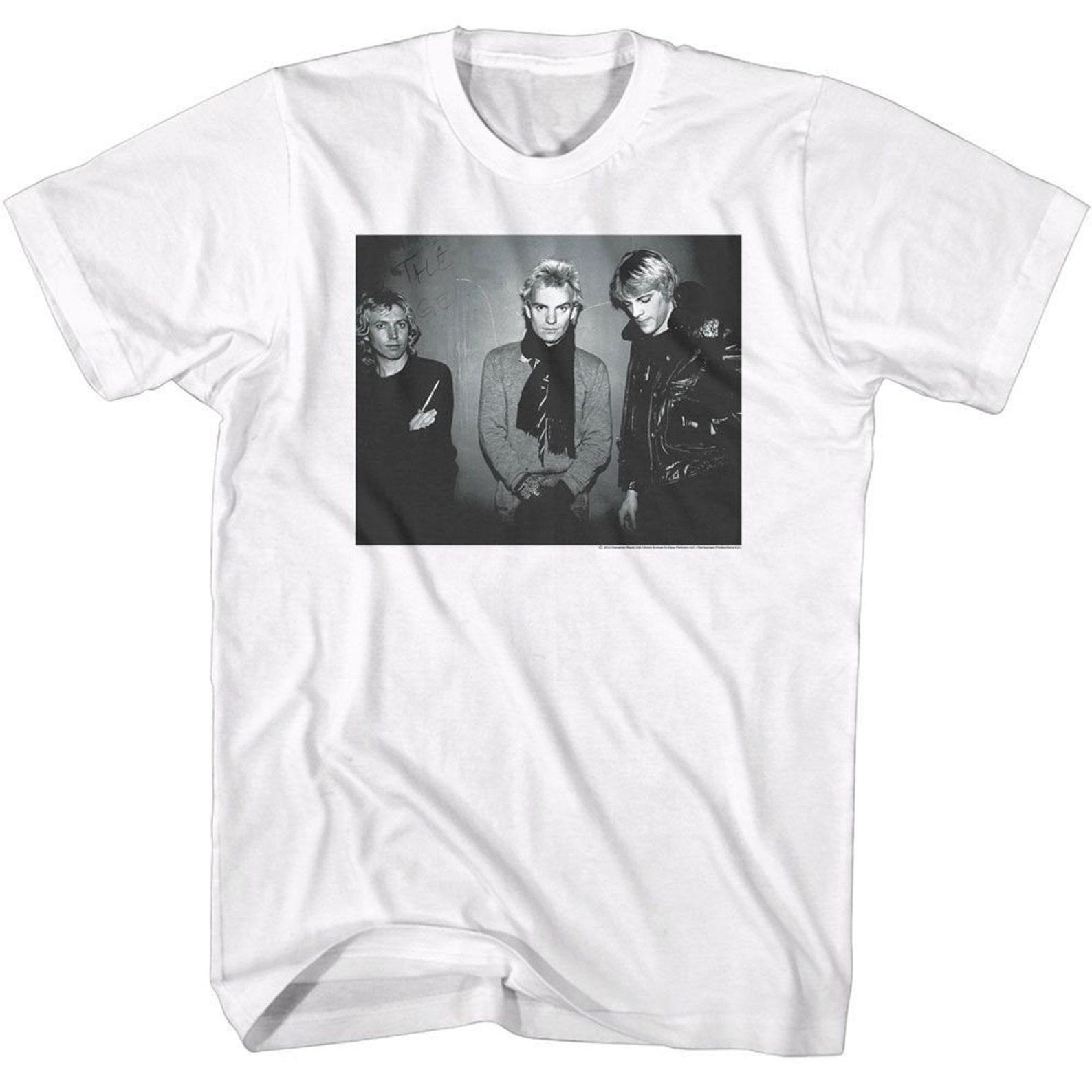 The Police BW Against Wall White T-Shirt S
