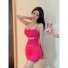 Pure desire sexy low-cut suspender dress for women 2 new night show spice girls dancing elastic hip-wrapped miniskirt