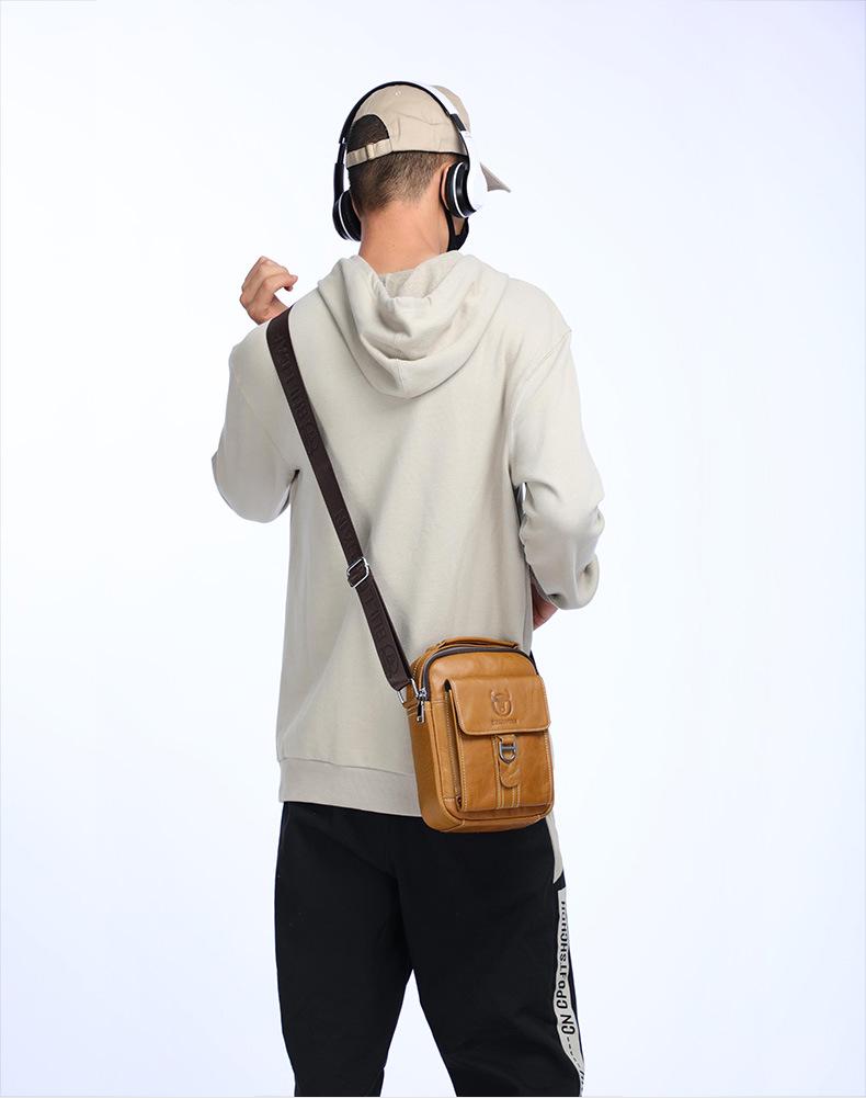 Captain Niu Men's Genuine Leather Crossbody Bag - Trendy, Casual, and Multifunctional