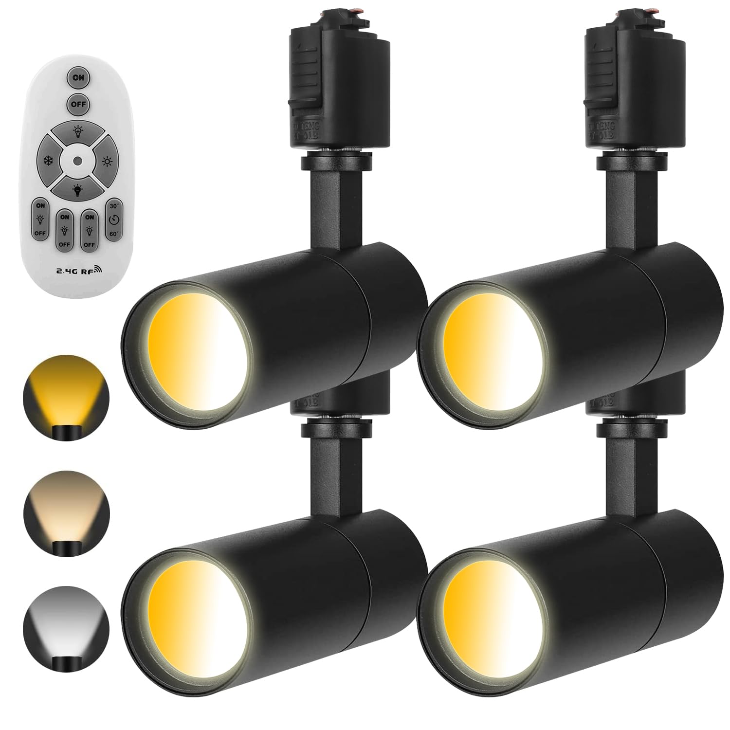 

100W equivalent spotlight for lighting rails, dimmable, color-adjustable, with remote control, available in warm white, daylight, and cobalt white,