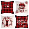 New Christmas Throw Pillow Cushion Home Decoration Short Plush Linen Printed Throw Pillow Cover