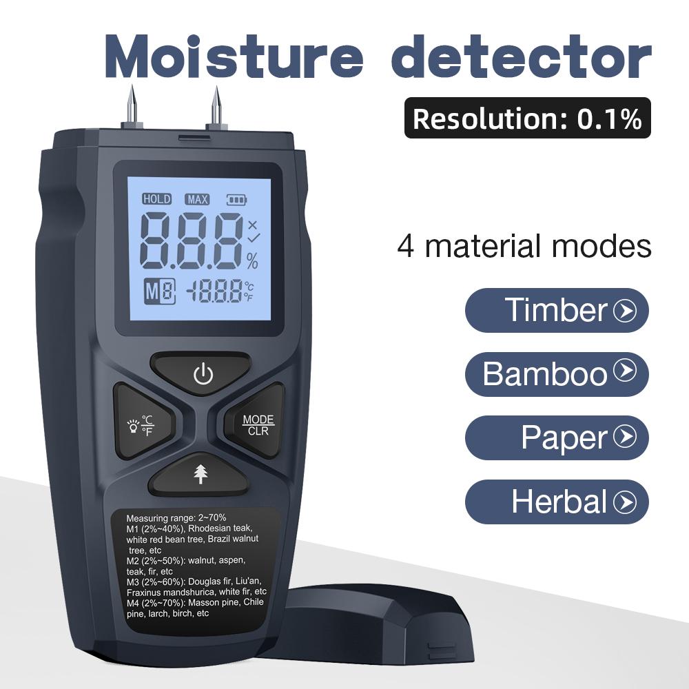 Wood Moisture Meter Digital Moisture Detector with Indicator Accurate Humidity Tester Hygrometer Timber Damp Detector