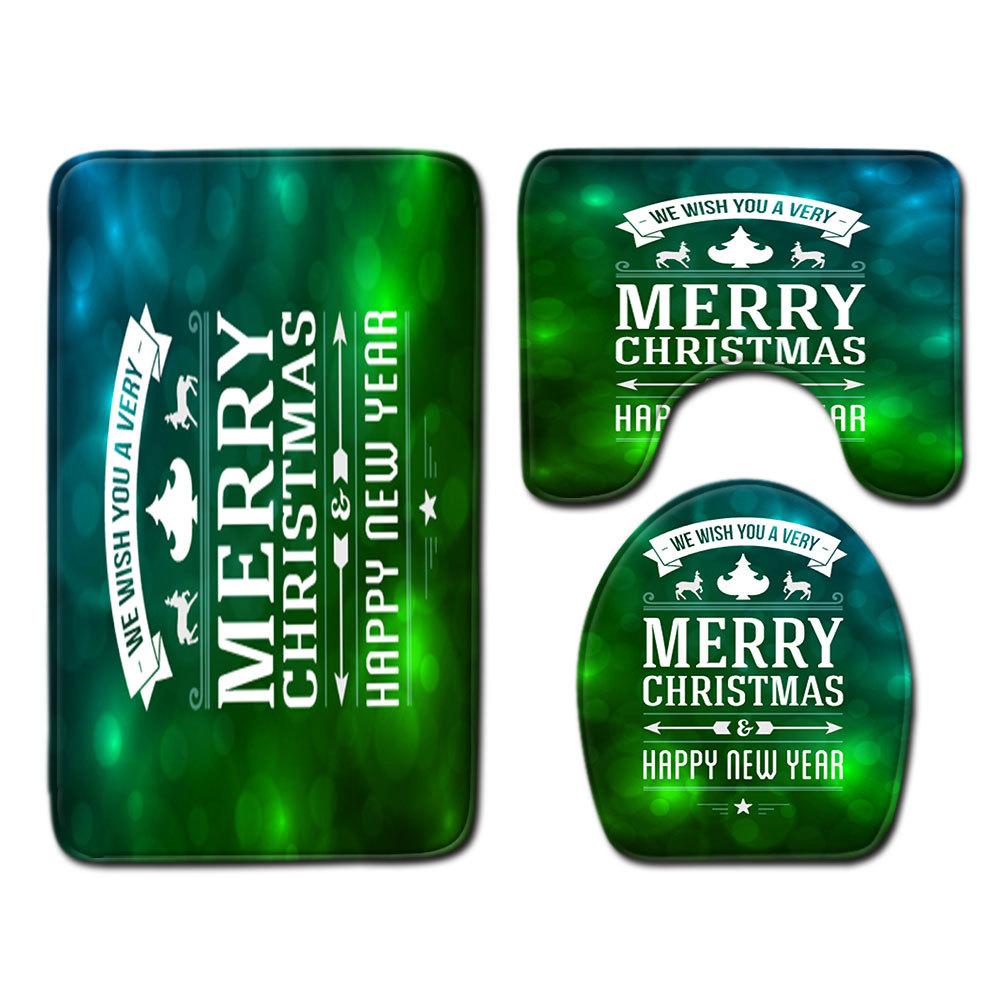 

Christmas Bathroom Floor Mat Toilet Three-Piece Set 45cmx75cm