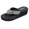 Women's Rhinestone Slide Sandals - Fashionable Summer Wedge Flip-Flops for Outdoor and Beach Wear