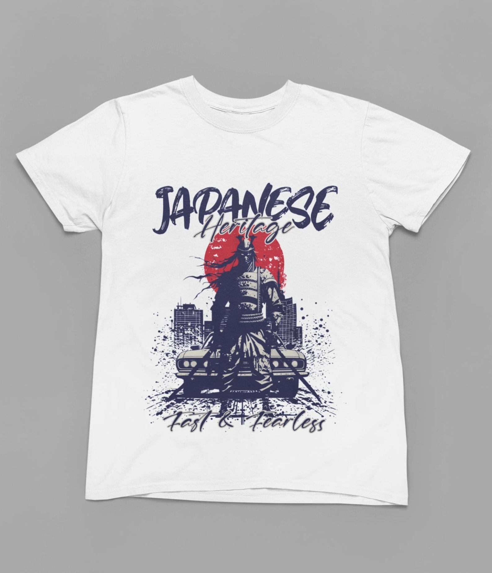 Japanese Heritage Samurai Car T-Shirt, JDM Fast Fearless Graphic Tee, Red Sun Warrior Unisex Shirt, Car Guy Gift For Him M