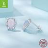 S925 Sterling Silver Symphony Stone Stud Earrings Ladies, French Romantic Court Four-Claw Stud Earrings